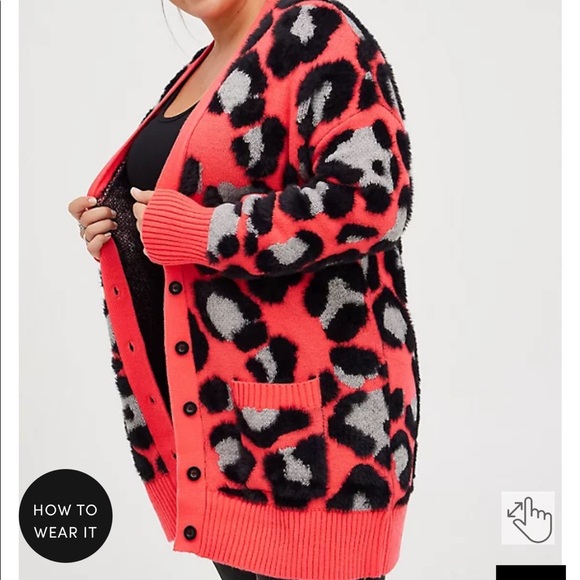 BUTTON FRONT CARDIGAN SWEATER - LEOPARD - Picture 4 of 6